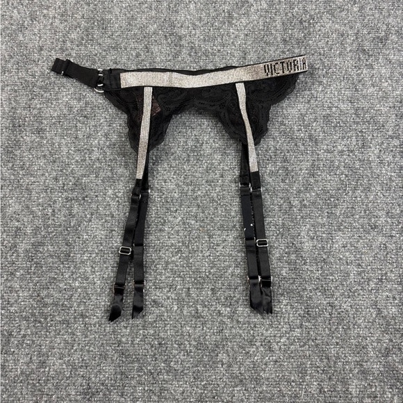 VICTORIA’S SECRET Women’s Black Lace Diamond Shine Strap Garter Belt - XS/S NWT - Picture 1 of 9